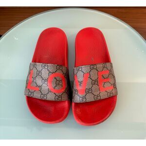 Gucci GG Supreme “LOVE” Slide Sandals – Red – Size EU 37 – Authentic